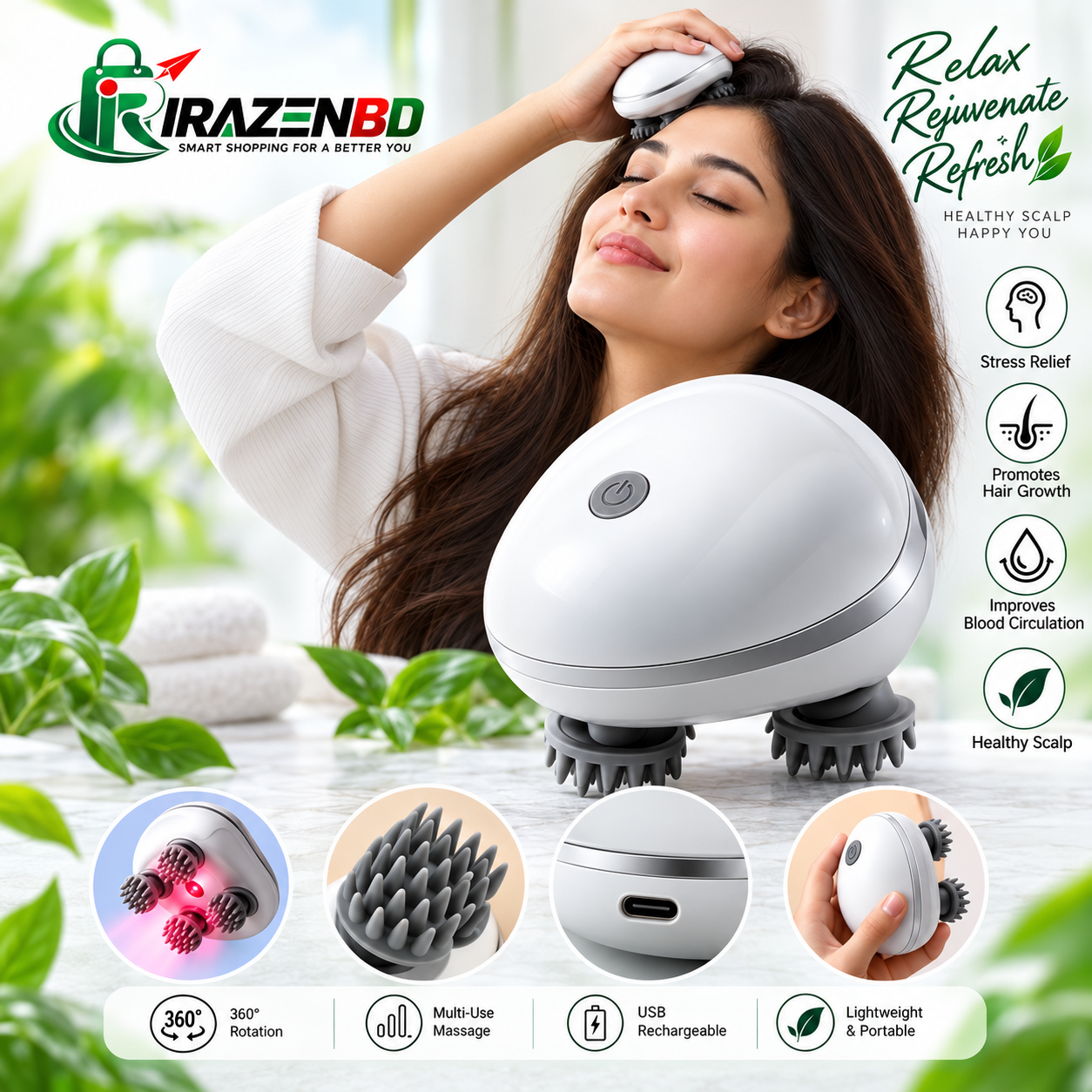 Electric Scalp Massager — ঘরে বসেই আরামদায়ক ম্যাসাজ